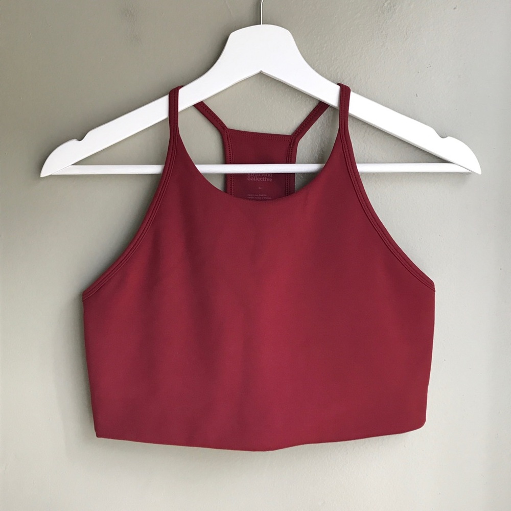 girlfriend collective Wine Red High Neck Sports Bra
